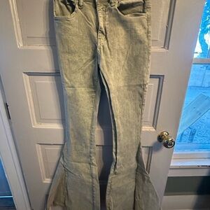 Altar'd State Sage Green flare leg Denim